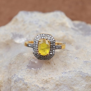 Natural Yellow Sapphire Ring Engagement Ring, Oval Cut Stone Promise Ring, Anniversary Ring, Sapphire Ring Pave Diamond Ring Fine Jewelry,