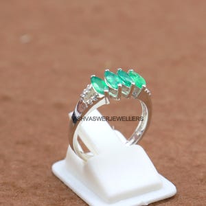 Emerald Green CZ Stone Ring 925 Sterling Silver, Ring May Birthstone Ring, CZ Stone Ring Minimalistic Stackable Ring Personalized Gifts