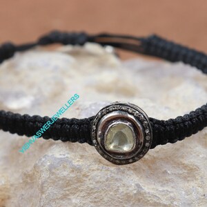 Sterling Silver Polki Diamond Bracelet: Adjustable Thread String