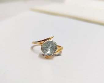 Anello vittoriano Polki con diamanti, realizzato a mano: argento sterling 925 placcato oro.