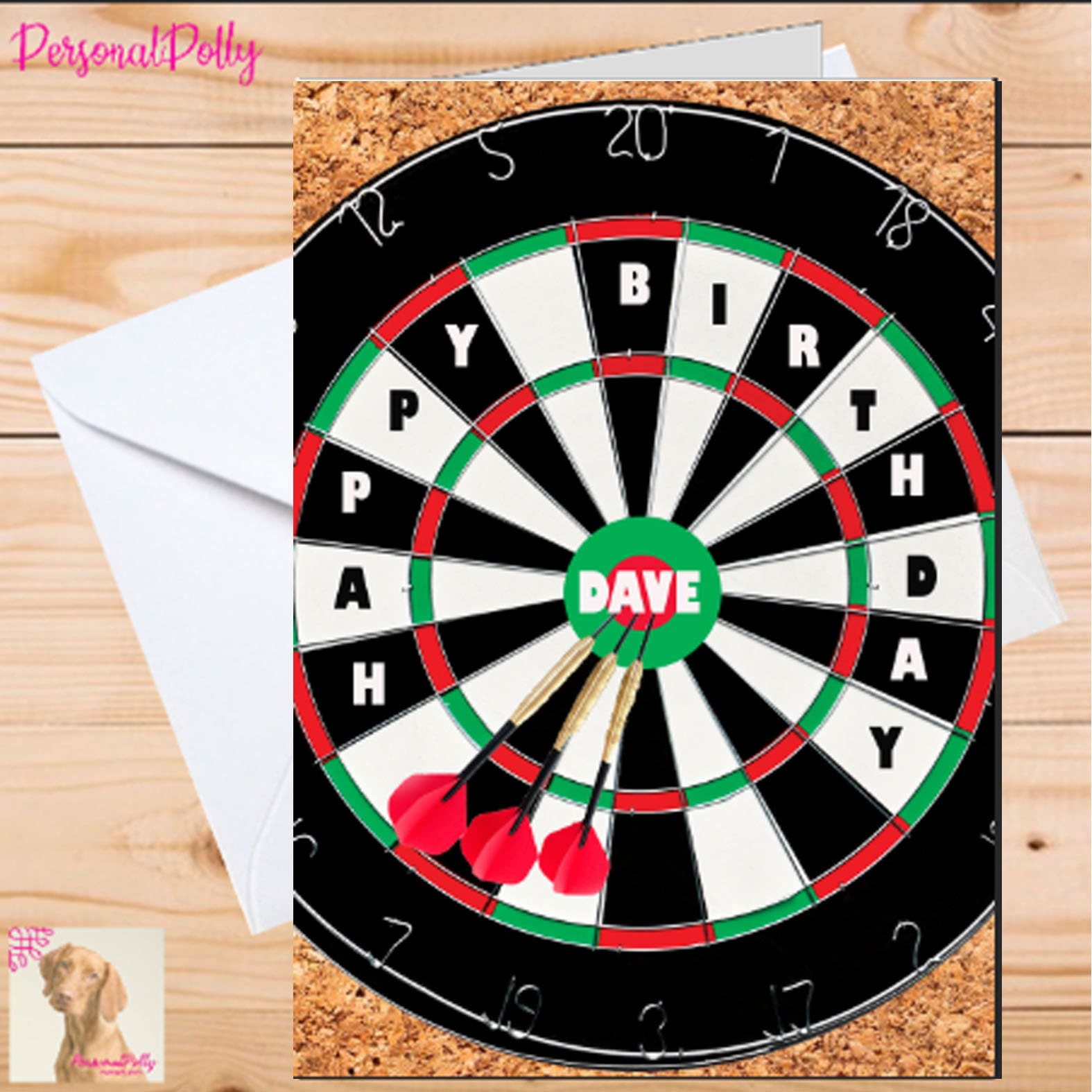 Personalised Darts Card Birthday Darts Board Dartboard Etsy