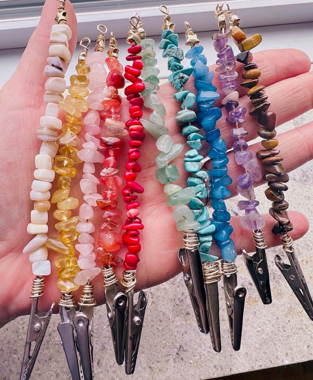 Crystal Clip , ATM Card Clip ,healing Crystals , Bracelet Helper
