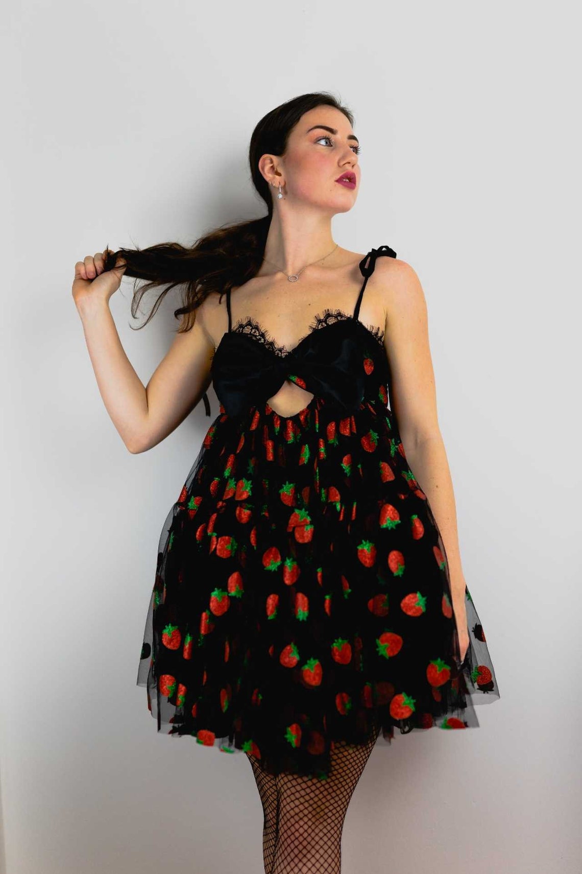 Black Strawberry Tulle Dress Girly | Etsy