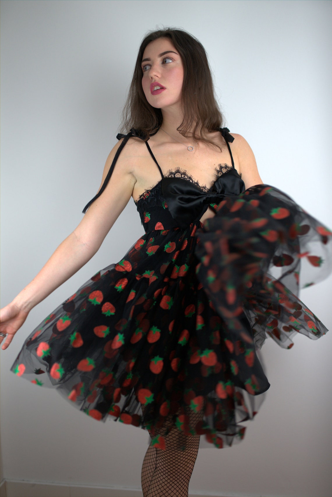 glitter strawberry tulle