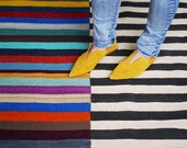Contemporary Stripe Kilim 4 x 7 Black and white and Multi colour Handmade Area Rug