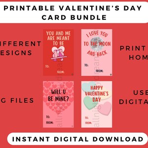 Printable Valentine’s Day Card Digital Valentine Print at Home Valentine’s Day DIY School Valentine Valentines Card Boyfriend Girlfriend