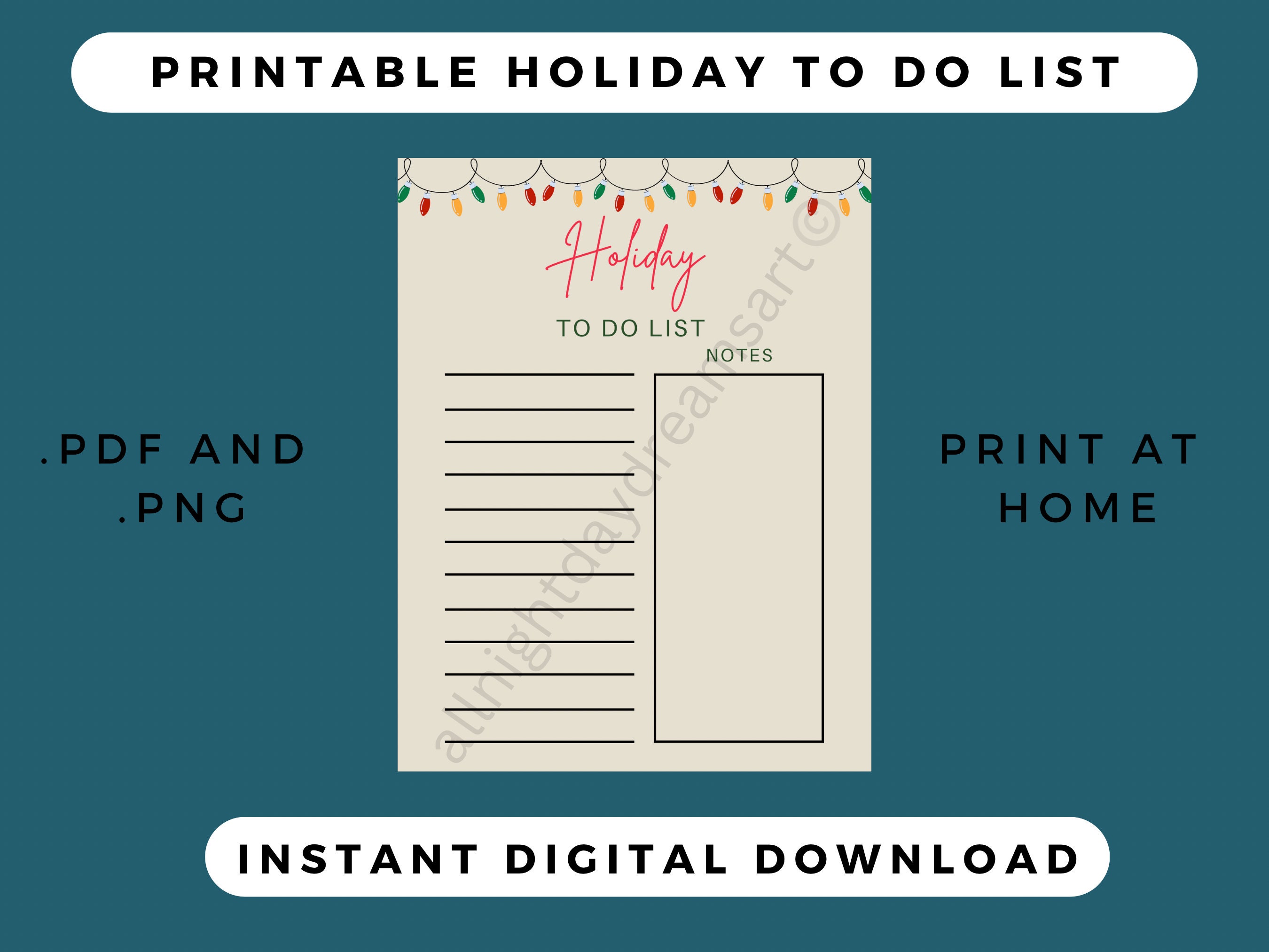 Printable Holiday To Do List