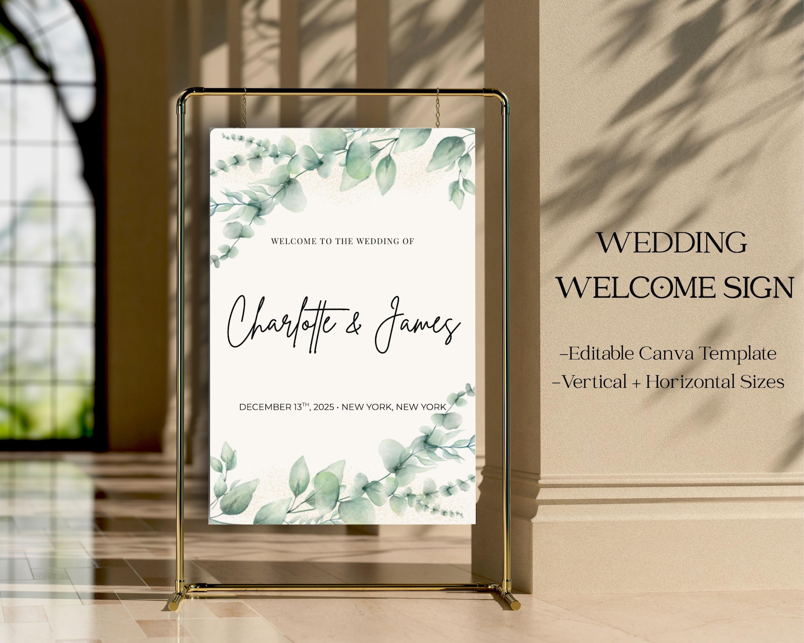 Editable Wedding Welcome Sign Template | Horizontal & Vertical Canva ...