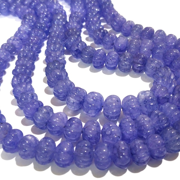 Perles de quartz en forme de citrouille de 9 à 11 mm, tanzanite, fabriquées à la main, vendues par brin de 20 cm de long