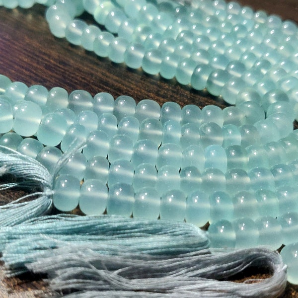 Natuurlijke Aqua Chalcedoon Rondelle Plain Smooth 8mm Kralen Verkocht Per Strand 8 Inch Lange Grote Kwaliteit Kralen