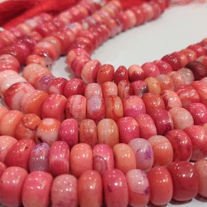 Natural Pink Opal Rondelle Plain Smooth Beads 8 to 15mm best Quality Beads Strand 8 inches Long