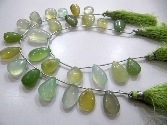 Natural Chalcedony Pear  Shape  Plain Smooth Beads Sold Per Strand 8 inches Long multi GemStone beads