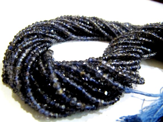 Natural Iolite Rondelle Faceted 3mm Gemstone beads Strand 13 inches long High Quality Beads Wholesale prices jewelry making gemstone