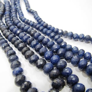 Pack of 10 Loose Beads of Blue Sapphire / Big Size Rondelle Faceted Beads Size 7mm to 11mm Precious Stone Beads in Wholesale Rates