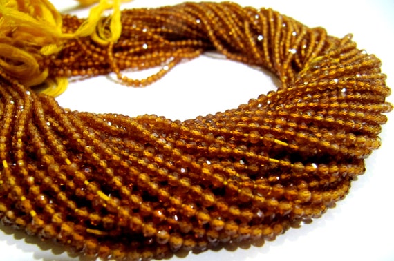 Natural Hessonite Garnet  2.5mm Rondelle Micro faceted Gemstone Beads Strand 13 Inches Long Best Quality Beads Sold Per Strand