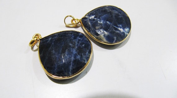 Natural Sodalite Heart Shape Briolette Faceted Connector Pendant Charm Unique Rare Gemstone Bezel Size 22mm Sold Per Piece