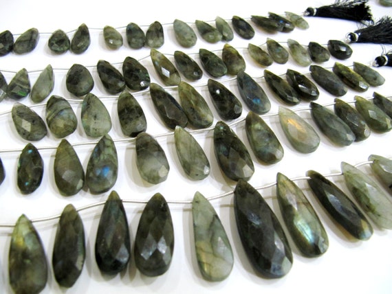 Natural labardorite Pear shape briolette faceted Blue Flashy Beads strand 9 inches long Jewelry Making Gemstone Wholesale Prices
