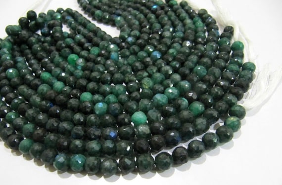 Natural Green Labradorite Round Faceted 6-7mm Beads  Strands 8 inches Long Top Quality Jewelry making Gemstone Beads