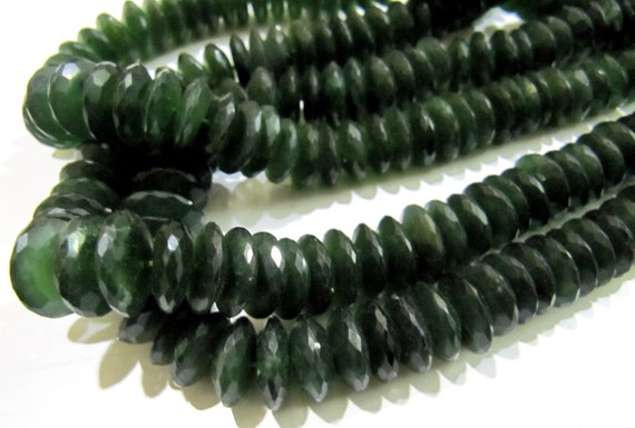Natural Serpentine German Cut Rondelle Faceted Beads 9 to 12 mm Strand 8 inches Long  Best Quality Graduated Beads Wholesale Price