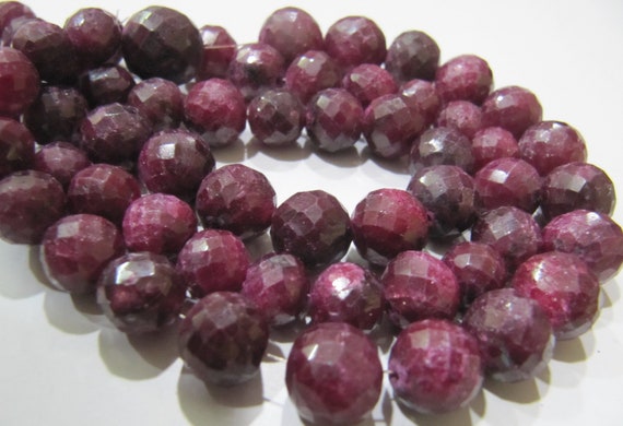 Ruby  Corundum Round Ball Shape Briolette Faceted 8-12mm Size Gemstone beads Strand 8 inches long Precious Gemstone Beads Wholesale Prices