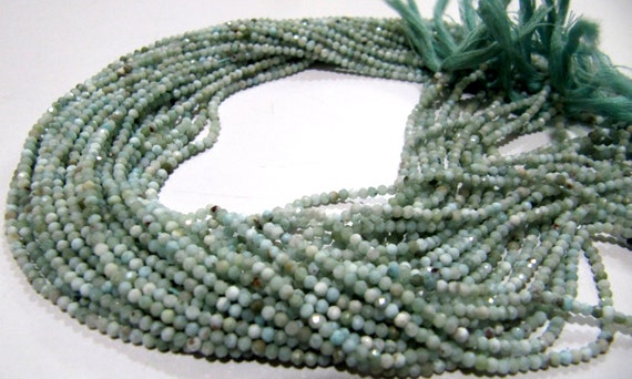 Natural Larimar 2mm to 3mm size Rondelle faceted beads Strand 13 inches Long Genuine gemstone Beads sold per strand Wholesale Prices