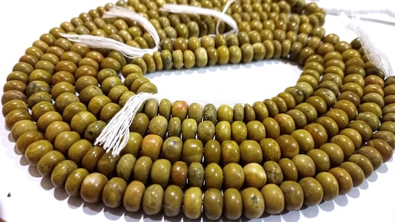 Natural Green Opal Gemstone Rondelle Plain Smooth 8mm Green Color Beads Strands 7 Inches Long Geart Quality Beads