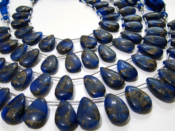 Blue Lapis Oyster Copper Turquoise Pear Shape Smooth Plain Size 10x16To12x20mm  Blue Color shaded Beads Strand 8 inches Long Sold Per Strand