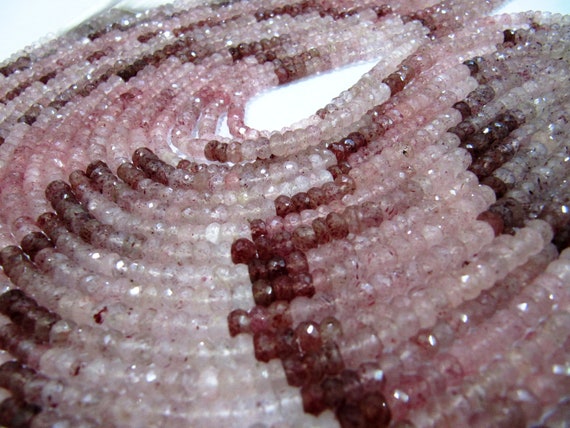 AAA Top Quality Natural Strawberry Quartz Size 4-5mm Rondelle Shape Faceted Cut  Pink Color Beads Strand 12.5 Inches Long Wholesale Prices