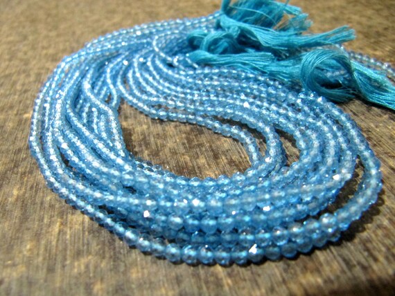 Natural Sky Blue Topaz 3mm Round faceted Beads Sold per Strand 13 Inches Long  Best Quality Gemstone beads