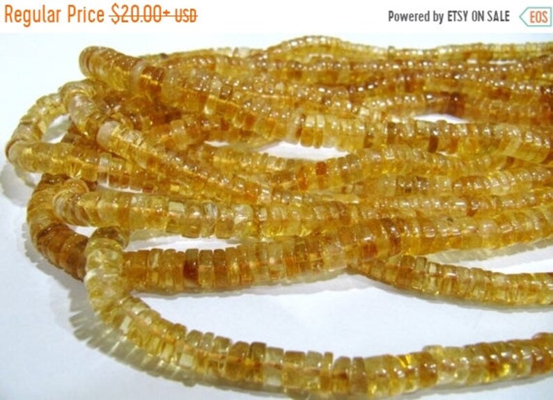 ON SALE Natural Citrine Tyre Shape Rondelle Plain Smooth Size 4 to 8mm Jewelry Making Beads Strand 8 inches Long Sold Per Strand