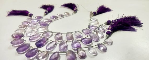 Natural African Amethyst Briolette Pear Shape Beads Size 8mmx12mm to 10mmx16mm  Genuine Amethyst Gemstone Beads Strand 8 inch long