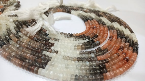 Natural Multi Moonstone Rondelle Shape Plain Smooth 5 to 7mm African Moonstone Beads  Sold Per Strand 7 Inches Long Great Quality Beads