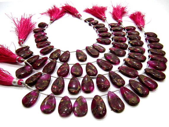 Pink Oyster Turquoise Pear Shape Smooth Plain Size 10x16 To 12x20mm Pink Color shaded Beads Strand 8 inches Long Sold Per Strand