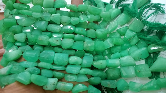 Natural Chrysoprase Nugget Shape Briolette Tumbled 12 to 20mm Beads Sold Per Strand 8 inches Long