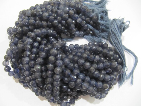 Natural Iolite Round Faceted 5-8mm Gemstone beads Strand 10 inches long Beads Wholesale prices Top Quality  jewelry making gemstone