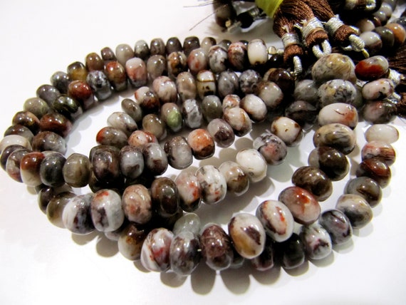 Natural Brown Shaded Blood Agate Plain Beads / Smooth Rondelle Brown Jade Beads Size 8-9mm Sold per Strand 8inch long Semi Precious Gemstone