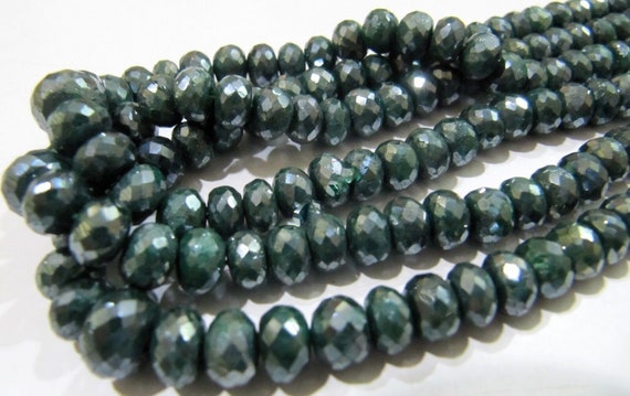 Natural Emerald Rondelle Faceted Beads Silverite beads Far Size 6 to 8 mm Strand 8 inches Precious Gemstone Beads Wholesale Prices