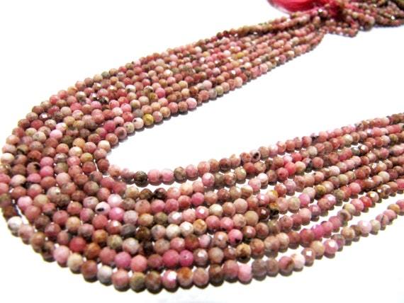 Natural Rhodochrosite  Rondelle Faceted 3mm Beads Strand 13 inches long  Jewelry Making Rhodochrosite Gemstone Wholesale Prices