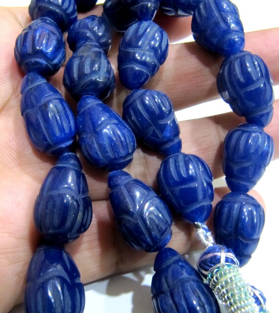 Pack of 6 Loose Beads :- Blue Sapphire Corundum Hand carved  Tear Drop Shape Straight Drilled Size 10x14 to 14x20mm Beads Wholesale Prices