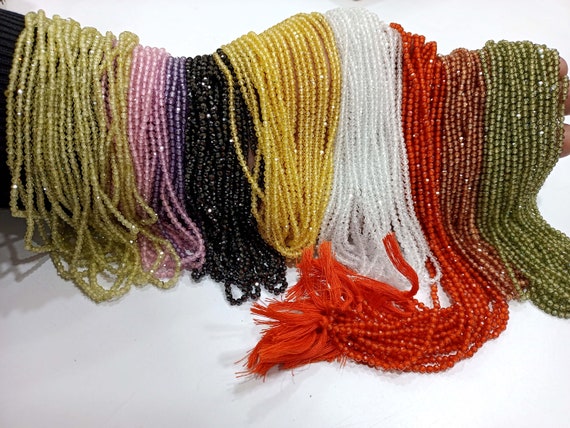 Cubic Zirconia CZ Round Faceted 3mm Beads Sold Per Strand 13 inches Long Choose the Color