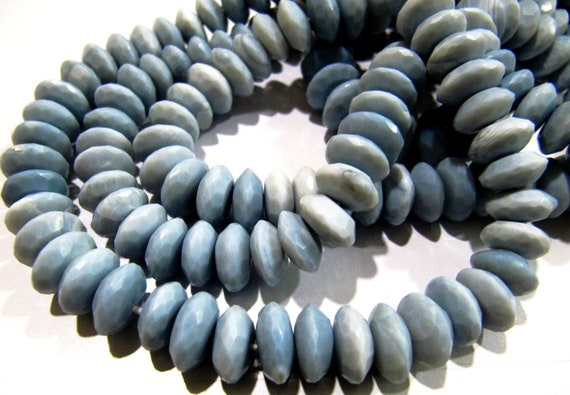 Natural Blue Opal Gemstone German Cut Rondelle Faceted Beads Size 10-11mm Untreated Opal Beads Strand 8 inches Graduated Beads Wholesale