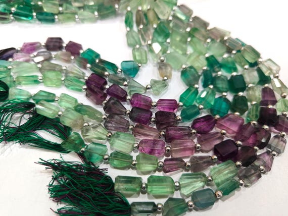 Natural Multi Fluorite Multi Color Briolette Faceted 8to12mm Nugget Tumbled Shape Beads Sold per strand 8 inches Long
