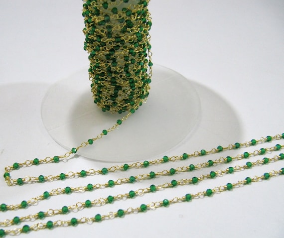 3 Ft-Fancy Emerald Quartz Rondelle Size 2mm Faceted Beaded Rosary Chain Top Quality Wholesale Jewelry Making Handmade chain