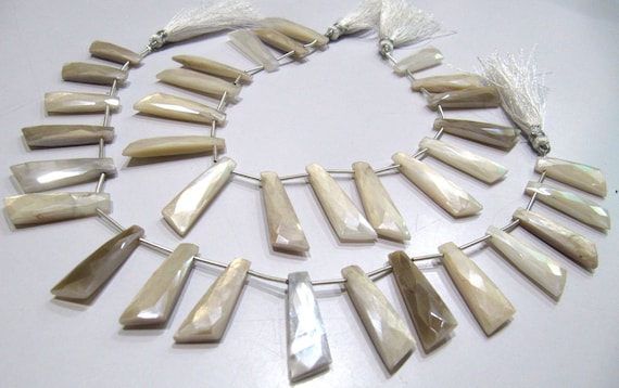 Natural  White Moonstone AB Mystic Coated Knife Shape 10x30mm Beads Strand 10 Inches Long Jewelry Making Beads Sold Per Strand