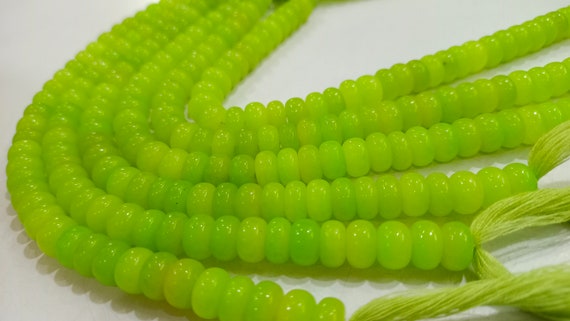 Natural Green Chalcedony Rondelle Plain Smooth 8mm Gemstone Beads Sold per Strand 8 inches Long Great Quality Jewelry Making Beads