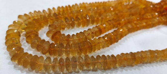 Natural Yellow Citrine Faceted Gemstone Beads German Cut Rondelle Shape Beads 9-12 mm Strand 8 inches long Graduated Beads