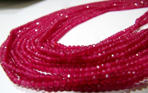 Ruby Onyx Rondelle  Faceted Size 3mm Diamond Cut Beads Strand 13 inches long Bright Red Color Micro Faceted Ruby Beads Wholesale Prices