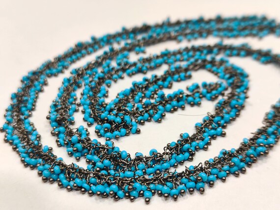 1 Foot- Smooth Turquoise Grape Beaded 2mm Cluster Chain. Wire Wrap Angoori Chain Wholesale Prices Jewelry Making Quartz chain