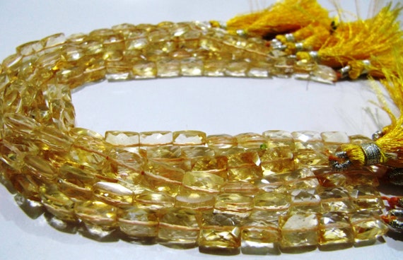 Natural Citrine Chiclet Rectangle  shape Briolette Faceted 6x8mm Beads Strand 8 inch long Gemstone Very Good Quality beads Wholesale Prices