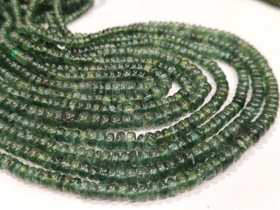 Natural Green Apatite Rondelle Smooth 3 to 5mm Graduated Beads Sold Per Strand 8 Inches Long